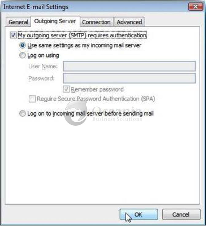 Setting up an email account in Outlook 2007 Fig 6
