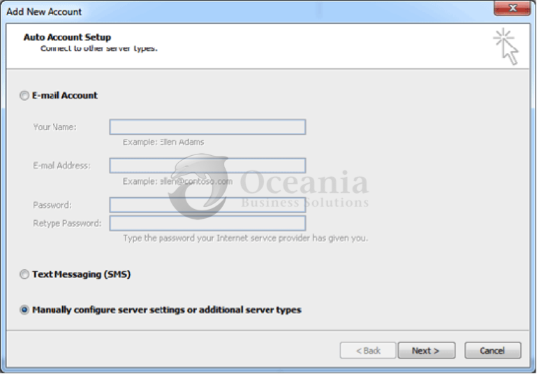 How to configure E-mail account in Outlook 2010 fig 1